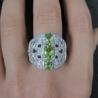 Estate Sterling Peridot Ring Size 10