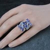 Estate Sterling Amethyst Cocktail Ring Size 6