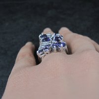 Estate Sterling Amethyst Cocktail Ring Size 6