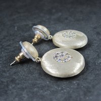 Vermeil Sterling Cz Earrings Brushed Finish