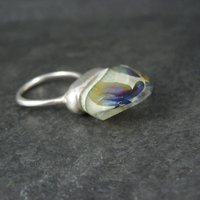Unusual Sterling Art Glass Ring Size 8