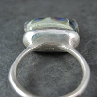 Unusual Sterling Art Glass Ring Size 8