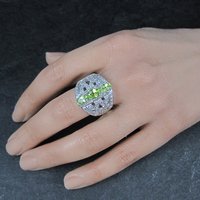 Estate Sterling Peridot Ring Size 10