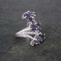 Estate Sterling Amethyst Cocktail Ring Size 6