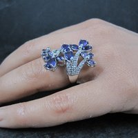 Estate Sterling Amethyst Cocktail Ring Size 6