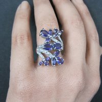 Estate Sterling Amethyst Cocktail Ring Size 6