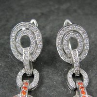 Huge Estate Sterling Pink Sapphire Latch Back Earrings