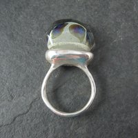 Unusual Sterling Art Glass Ring Size 8
