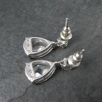Estate Sterling Cz Teardrop Earrings