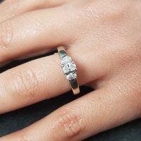 14K White Gold .50 Carat 3 Stone Diamond Ring Size 7