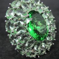 Large Estate Sterling Green Stone Cocktail Ring Size 8.5