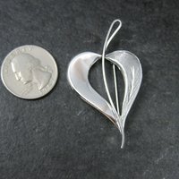 Etched Estate Sterling Leaf Brooch
