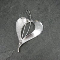 Etched Estate Sterling Leaf Brooch