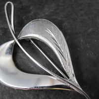 Etched Estate Sterling Leaf Brooch