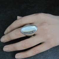 Estate Sterling Mother of Pearl Ring Size 9.5