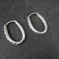 Estate Sterling Cz Latch Oval Hoop Earrings