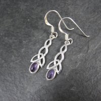 Sterling Celtic Amethyst Earrings NOS