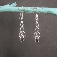 Sterling Celtic Amethyst Earrings NOS