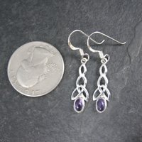 Sterling Celtic Amethyst Earrings NOS
