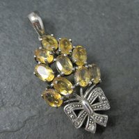 Estate Sterling Citrine Diamond Pendant