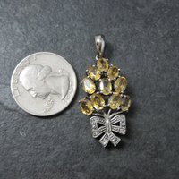 Estate Sterling Citrine Diamond Pendant