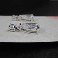Estate Sterling Cz Teardrop Earrings