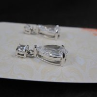 Estate Sterling Cz Teardrop Earrings