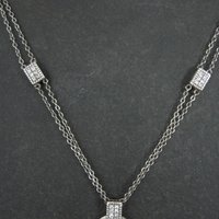 Estate Sterling Circle Cz Necklace 16-20 Inches