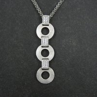 Estate Sterling Circle Cz Necklace 16-20 Inches