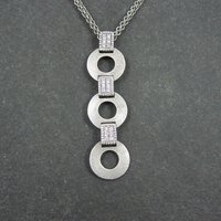 Estate Sterling Circle Cz Necklace 16-20 Inches