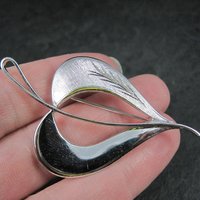 Etched Estate Sterling Leaf Brooch