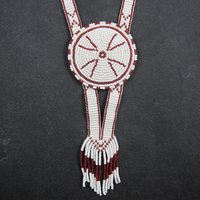 Southwestern Leather Beaded Necklace Vintage Estate