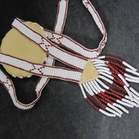Southwestern Leather Beaded Necklace Vintage Estate