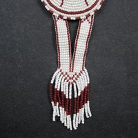 Southwestern Leather Beaded Necklace Vintage Estate