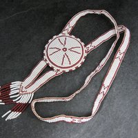 Southwestern Leather Beaded Necklace Vintage Estate
