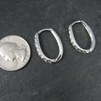 Estate Sterling Cz Latch Oval Hoop Earrings