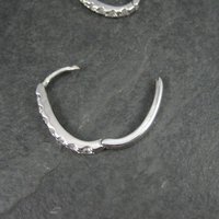 Estate Sterling Cz Latch Oval Hoop Earrings