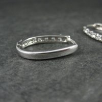 Estate Sterling Cz Latch Oval Hoop Earrings