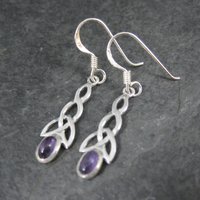 Sterling Celtic Amethyst Earrings NOS