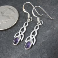 Sterling Celtic Amethyst Earrings NOS
