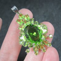 Estate Sterling Green Cubic Zirconia Pendant