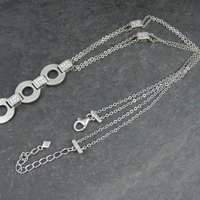 Estate Sterling Circle Cz Necklace 16-20 Inches