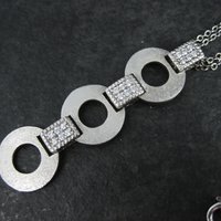 Estate Sterling Circle Cz Necklace 16-20 Inches