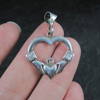 Estate Sterling Claddagh Heart Pendant