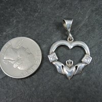 Estate Sterling Claddagh Heart Pendant