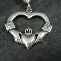 Estate Sterling Claddagh Heart Pendant