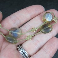 Estate Sterling Yellow Crystal Art Glass Necklace 18"