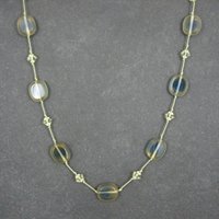 Estate Sterling Yellow Crystal Art Glass Necklace 18"