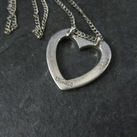Vintage Sterling Rhinestone Heart Pendant Necklace 16"