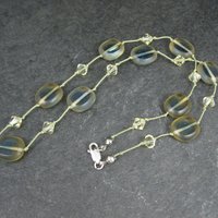 Estate Sterling Yellow Crystal Art Glass Necklace 18"